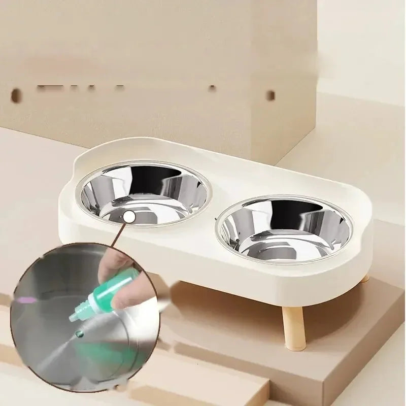 Gamelle double surélevée en acier inoxydable