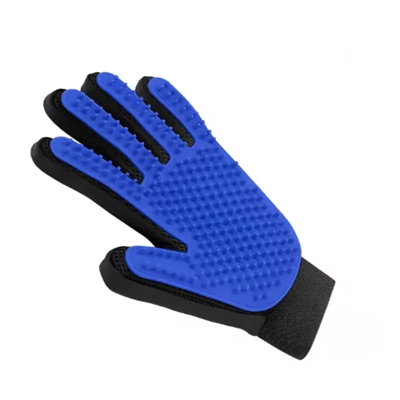 Gant de toilettage en silicone — coloris Bleu / Main gauche