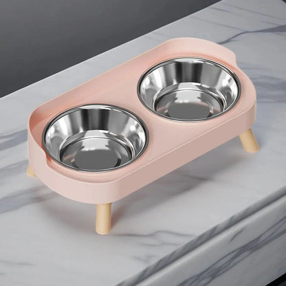 Gamelle double surélevée en acier inoxydable
