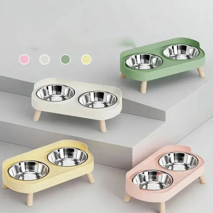 Gamelle double surélevée en acier inoxydable