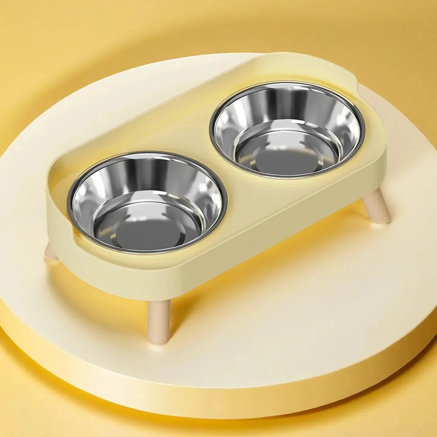 Gamelle double surélevée en acier inoxydable — coloris Jaune