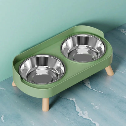 Gamelle double surélevée en acier inoxydable