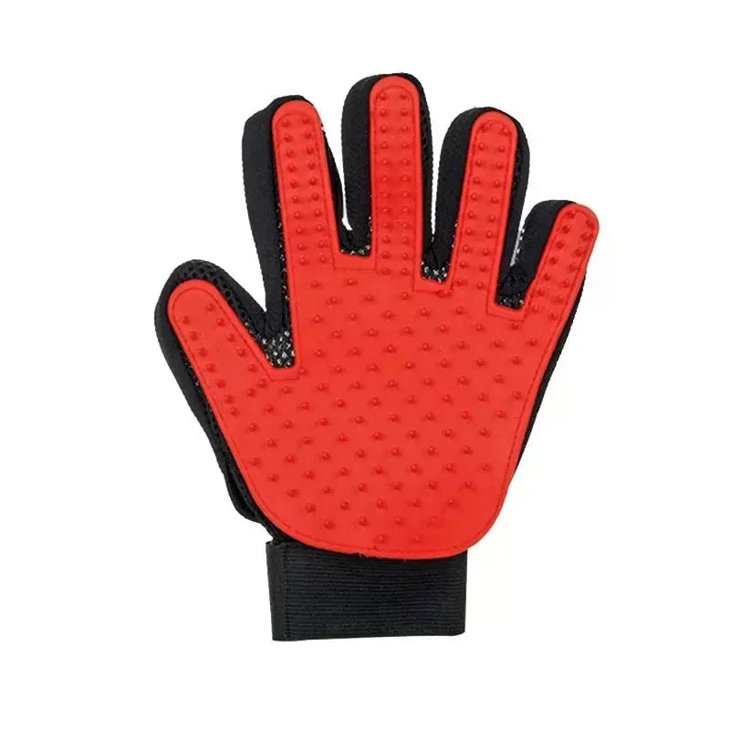 Gant de toilettage en silicone — coloris Rouge / Main gauche